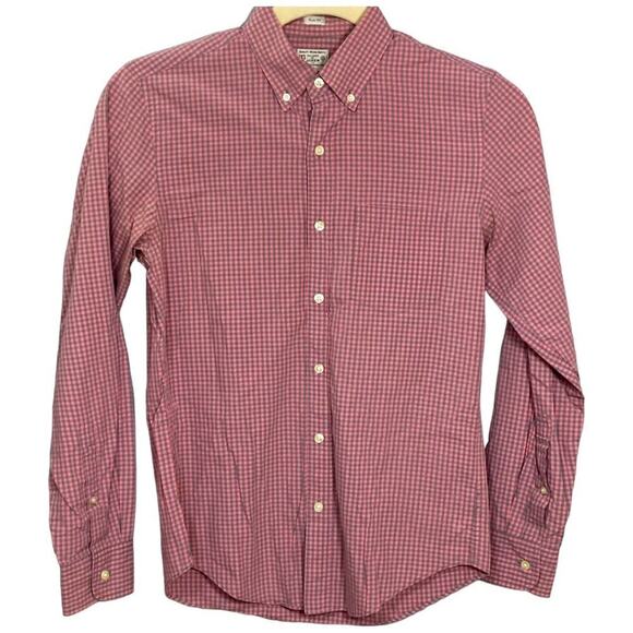 J.Crew Mens Shirt Small Slim Fit Pink Check Long Sleeve Button Up Cowboy Rodeo - Picture 1 of 9